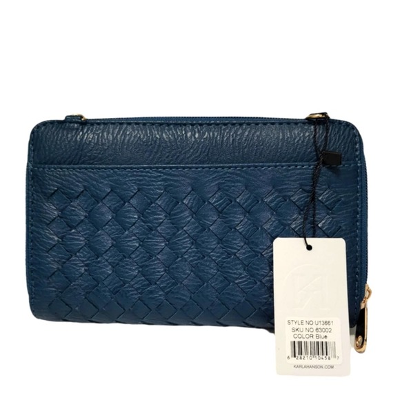 Karla Hanson RFID-Blocking Ellen Woven Phone Wallet in Blue - NWT - Picture 1 of 10